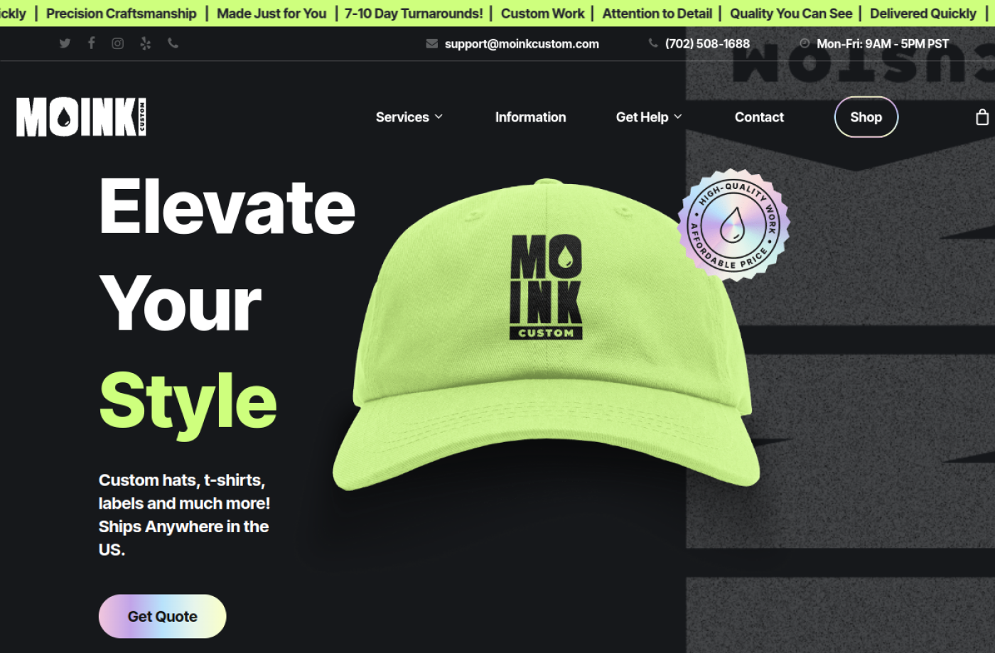 Moink Custom website preview